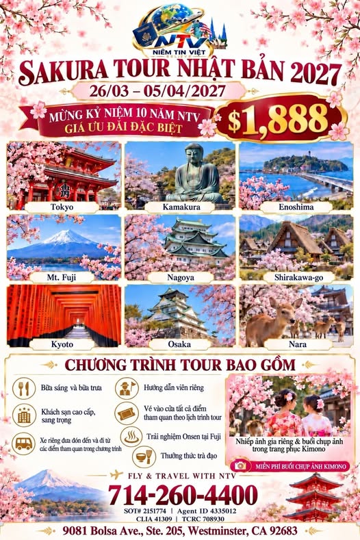 Sakura Tour Nhật Bản 2027 – 26/03–05/04/2027